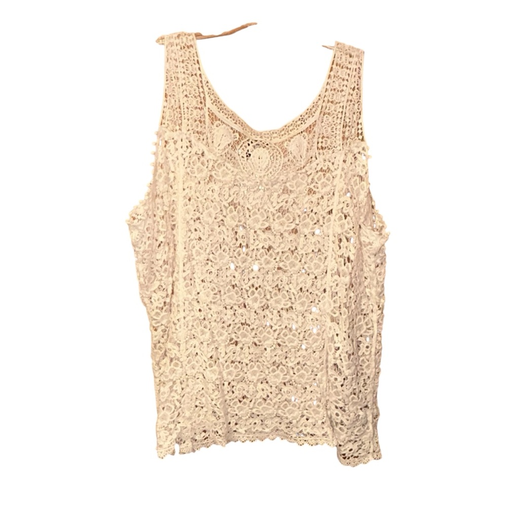 Bobeau Y2K Crochet Lace Tank Top Womens 1X Boho Cotton Blouse Festival Fairy - Picture 4 of 8